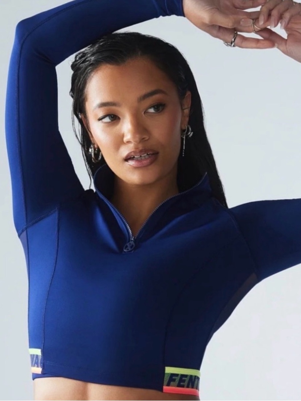 Savage X Fenty Deep Navy Zip-Front Cropped Top